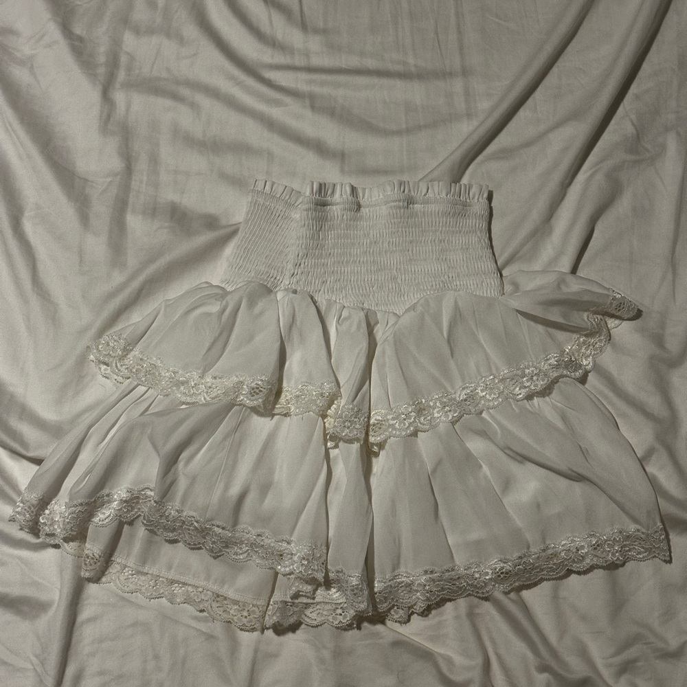 Amazon White Lace Trim Mini Skirt